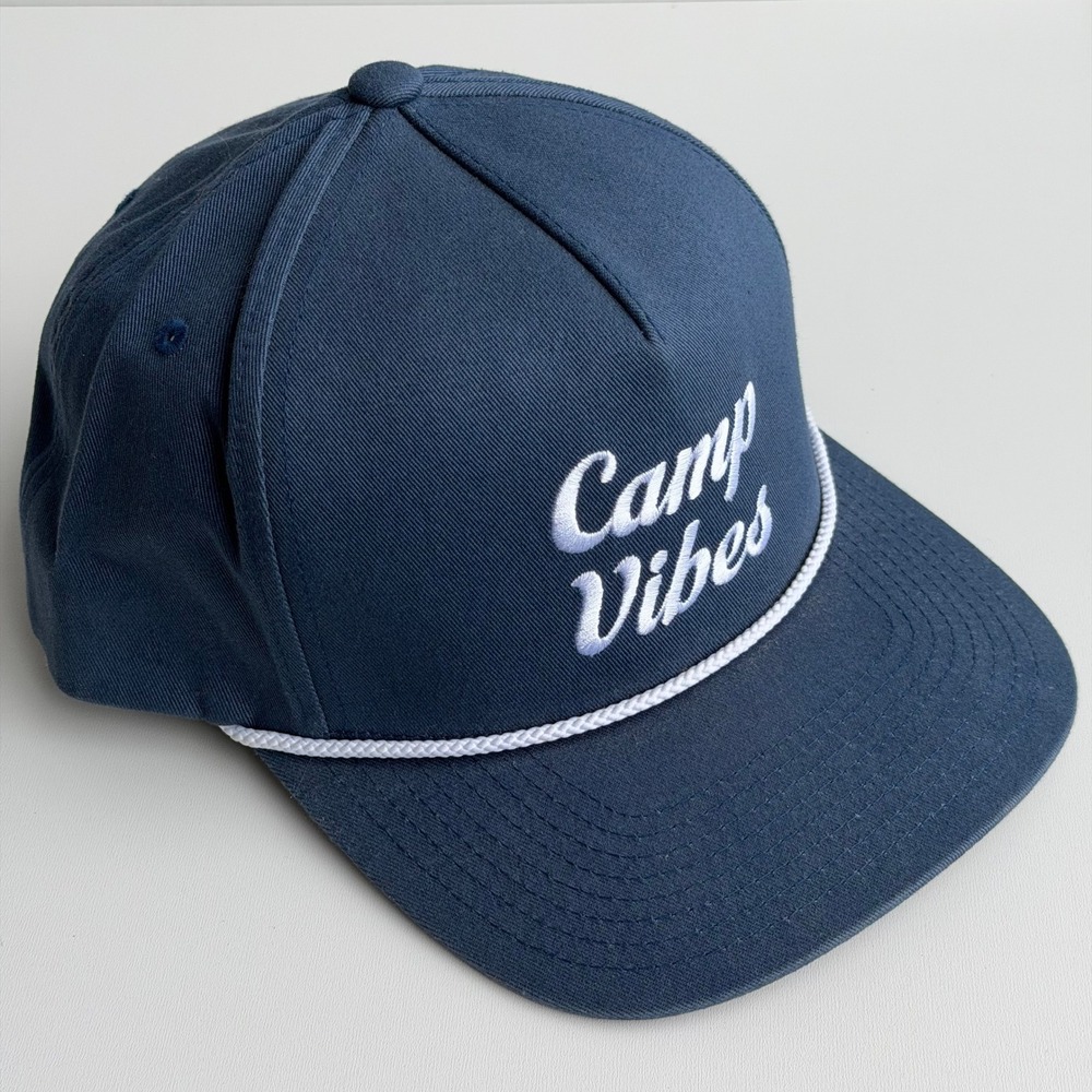Poler Camp Vibes Snapback Hat Blue Retro Rope Trucker Outdoor Cap Embroidered